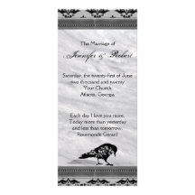 Black Raven Gothic Frame Wedding Program Custom Rack Cards