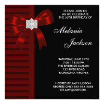 Black Red Bow Womans 30th Birthday Party Personalized Invitation