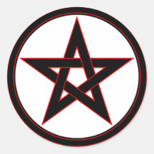 Black & red pentacle round sticker