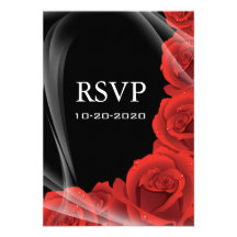 Black & Red Rose Wedding RSVP Response Cards Custom Invitations