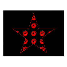 Black & Red Star of Kisses Postcards