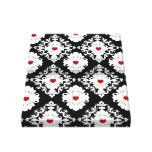 black red white hearts romantic  damask gallery wrapped canvas