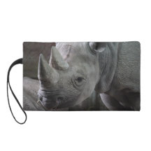 Black Rhinoceros Photo Wristlet Purses