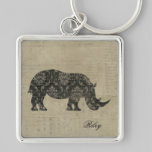 Black Rhinoceroses Silhouette Keychain keychains