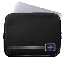 Black Ribbon Black Faux Jewel Monogram  Sleeve Laptop Sleeve
