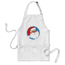 Black Santa Cartoon (Blue) Apron