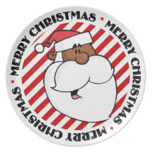 Black Santa Claus Dinner Plates