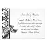 Black Satin Damask Wedding Announcement