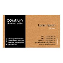 Black SideBand - Lght Brown Paper Texture Business Card Template