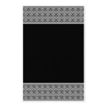 Black Silver Double Damask Stationery