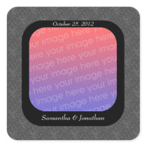 Black Silver Elegant Floral Photo Wedding Sticker