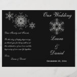 Black, Silver Glitter Snowflakes Wedding Program Custom Flyer