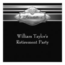 Black Silver Mans Retirement Party Invite