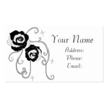 Black Silver Roses Business Card