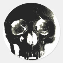 Black Skull - Negative Image Round Sticker