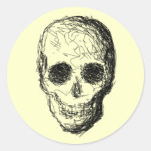 Black Skull. Round Stickers