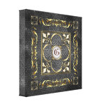 Black Stained Glass Monogram Fleur De Lis Canvas Stretched Canvas Prints