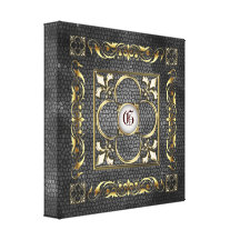 Black Stained Glass Monogram Fleur De Lis Canvas Stretched Canvas Prints