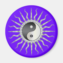 Black Starburst Yin Yang Fridge Magnets