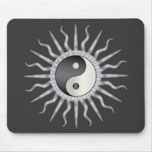 Black Starburst Yin Yang Mouse Pads