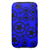Black Stars in Circles on Blue iPhone 3 Tough Case