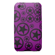 Black Stars in Circles on Purple iPhone 3 Cover