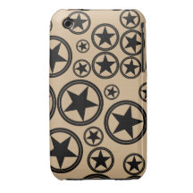 Black Stars in Circles on Tan iPhone 3 Cover