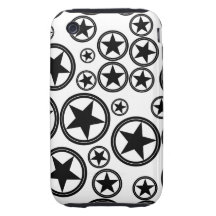 Black Stars in Circles on White iPhone 3 Tough Cover