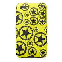 Black Stars in Circles on Yellow iPhone 3 Case-Mate Case