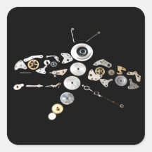 Black Steampunk Dragon Fly Stickers