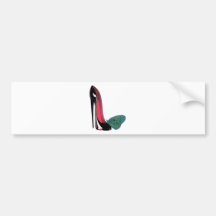 Black Stiletto Shoe and Butterfly Bumper Sticker