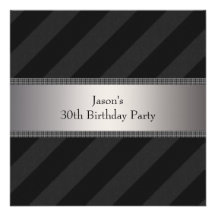 Black Stripe Mans 30th Birthday Party Personalized Invite
