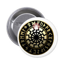 Black Sun wheel Pinback Buttons