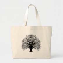 Black Swirl Tree Canvas Bags