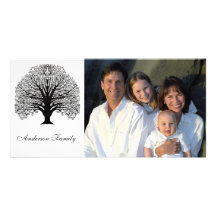 Black Swirl Tree Personalised Photo Card