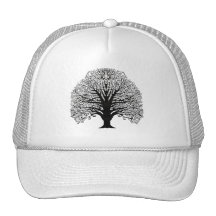 Black Swirl Tree Trucker Hats