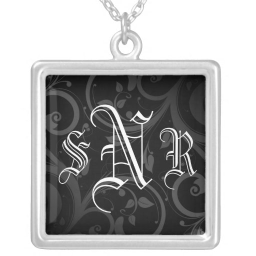 Black Swirl with Three Initial Monogram Pendant