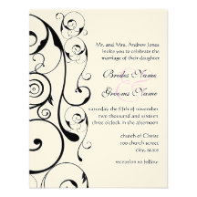 Black Swirls Wedding Invitations