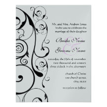 Black Swirls Wedding Invitations