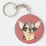 Black & Tan Chihuahua Bust Key Chain