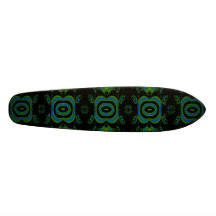 Black, Teal and Emerald Green Floral Design. Custom Skateboard