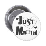 Black Text with Heart Just Married Button