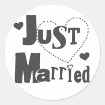 Black Text with Heart Just Married Sticker