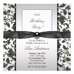 Black Tie Damask Womans 21st Birthday Party Personalised Invites