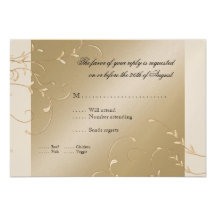 Black Tie Elegance, Champagne Cream RSVP Response Personalized Announcements
