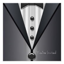 Black Tuxedo Black Dress Party Invitation