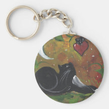 Black Tuxedo Cat & Heart Keychains