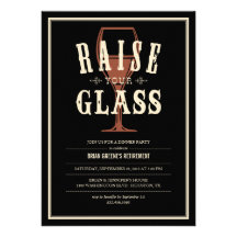 Black Vintage Raise Your Glass Party Invitations