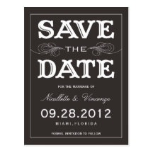 BLACK VINTAGE | SAVE THE DATE ANNOUNCEMENT POSTCARDS