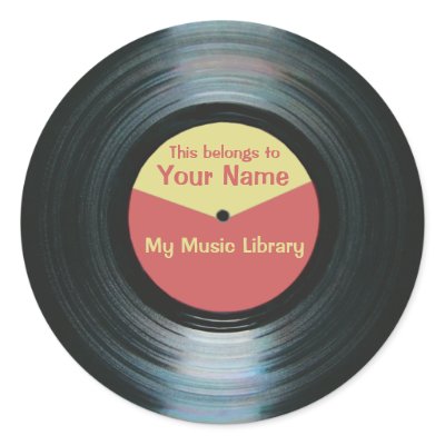 Black Vinyl Music Library Record Label Stickers by DigitalDreambuilder